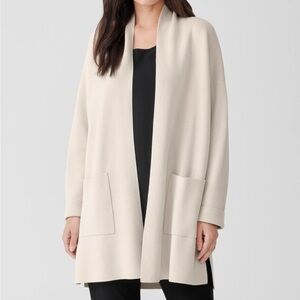 Eileen Fischer Silk Cotton Interlock Long Cardigan Boxy Relaxed Women’s Sz Med